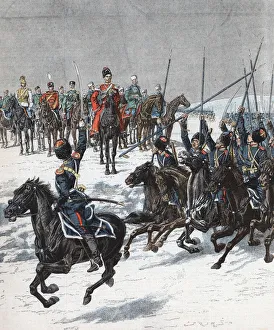 Tsar Nicholas II reviewing Cossacks, Russo-Japanese War, 1904-5
