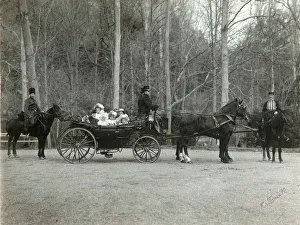 Tsar Nicholas II of Russia with his family in the park of Tsarskoye Selo, Russia, 1900s. Artist: K von Hahn