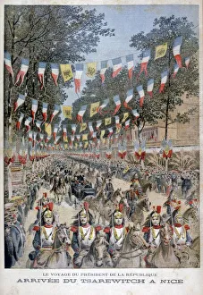 Cuirassier Prints: Tsar Nicholas II of Russia and President Felix Faure of France arrive in Nice