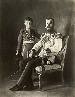 Alexei Nikolaevich Romanov Gallery: Tsar Nicholas II and Tsarevich Alexei, c. 1910