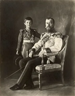 Alexei Nikolaevich Romanov Gallery: Tsar Nicholas II and Tsarevich Alexei, c. 1910