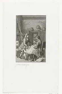 Tsar Peter the Great and Mayor Nicolaes Witsen studying a map, 1814. Artist: Marcus, Jacob Ernst (1774-1826) Tsar Peter the Great and Mayor Nicolaes Witsen studying a map, 1814. Artist: Marcus, Jacob Ernst (1774-1826)