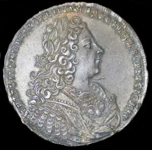Peter Ii Prints: Tsar Peter II of Russia. Silver ruble of 1728, 1728. Artist: Numismatic, Russian coins