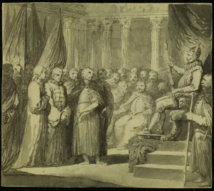 Sigismund Iii Vasa Gallery: Tsar Vasili IV Ivanovich Shuisky before the King Sigismund III Vasa, Late 18th cent