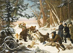 Alexander Nikolayevich Collection: The Tsarevich Alexander Nikolaevich on a Bear hunt on the Outskirts a Moscow, 1843