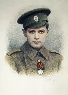 Alexei Nikolaevich Romanov Gallery: Tsarevich Alexei as a lance-corporal of the Russian Army, 1917
