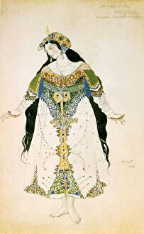 The Tsarevna, costume design for the Ballets Russes production of Stravinskys The Firebird, 1910. Artist: Leon Bakst
