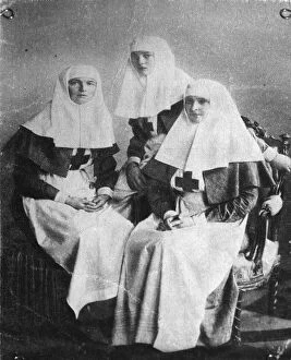 War Work Gallery: Tsarina Alexandra and Grand Duchesses Olga and Tatiana of Russia, 1914