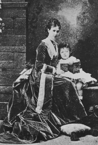 Maria Fyodorovna Gallery: Tsarina Maria Feodorovna of Russia with Tsarevich Nicholas, c1873