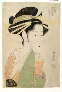 Tsukasa Dayu of Higashi Ogiya in Osakas Shinmachi District, c. 1800. Artist: Choki, Eishosai (active ca. 1780-1809)