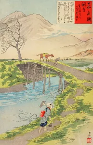 Province Prints: Tsukuba Mountain Seen from Sakura River at Hitachi, 1897. Creator: Kobayashi Kiyochika