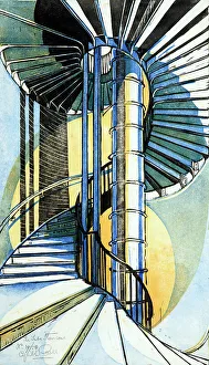 Spiral Prints: The Tube staircase, 1929. Creator: Cyril Edward Power