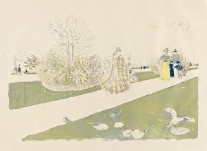 Doves Collection: The Tuileries Garden (Le jardin des Tuileries), published 1896. Creator: Edouard Vuillard