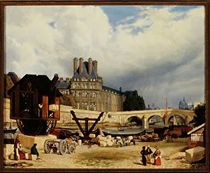 Pont Royal Prints: Tuileries and the Pont Royal, in 1843. Creator: Unknown