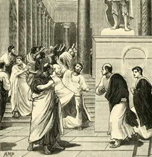 Toga Prints: A Tumult in the Forum at Rome, 1890. Creator: Unknown