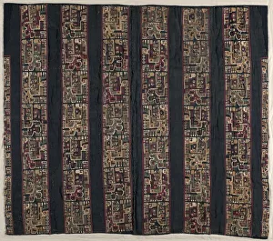 Middle Horizon Prints: Tunic Fragments with Bird-Headed Creature, 600-1000. Creator: Unknown