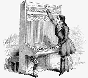 Tuning a Broadwood Cabinet piano, London, 1842