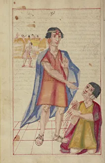 Peru Prints: Tupac Inca Yupanqui and a Quipucamayoc, completed in 1616. Creator: Unknown