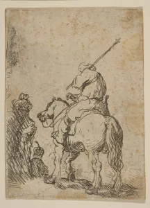 The Metropolitan Muse Prints: Turbaned Soldier on Horseback, ca. 1629. Creator: Rembrandt Harmensz van Rijn