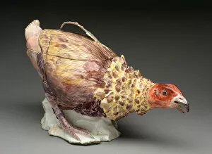 Cock Fight Gallery: Tureen in the form of a Fighting Cock, Chelsea, c. 1755