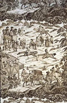 Cotton Prints: The Turf Inn (Furnishing Fabric), England, c. 1785. Creator: Unknown