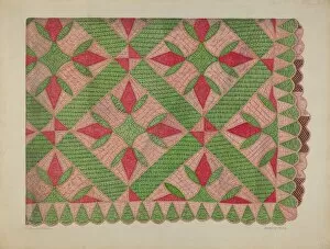 Diamond Gallery: Turkey Track Quilt, c. 1941. Creator: Catherine Fowler