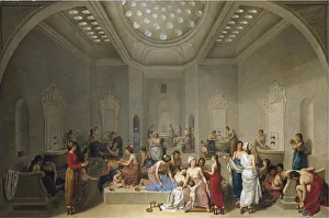Chopine Collection: Turkish Bath (Hammam), 1785. Artist: Le Barbier, Jean-Jacques-Francois (1738-1826)