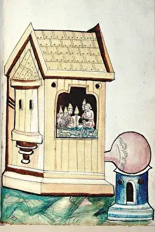 Hot Spring Prints: Turkish bath. Miniature from Bellifortis by Konrad Kyeser