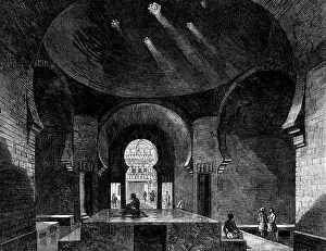 Darkness Collection: Turkish baths in Jermyn-street: the hararah, or hot-chamber, 1862. Creator: Unknown