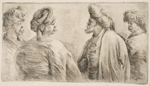 Four Turks, Half Length, ca. 1662. Creator: Stefano della Bella