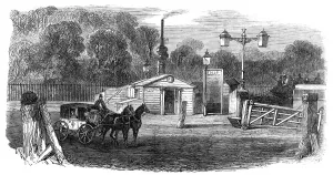 Turnpike-gates in and near London just demolished: Kensington Gate, 1864. Creator: Unknown