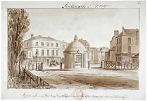 John Chessell Prints: Turnpike in the New Kent Road near the Bricklayers Arms Inn, Southwark, London, 1828