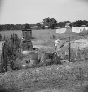 Vegetable Garden Prints: Turpentine worker's camp, Georgia, 1937. Creator: Dorothea Lange