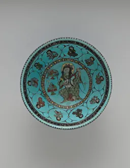 Turquoise Bowl with Lute Player and Audience, Iran, late 12th-early 13th century