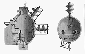 Submarine Prints: Turtle, submarine designed by David Bushnell, 1787