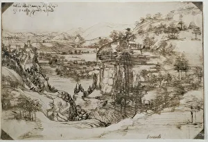 Galleria Degli Uffizi Prints: Tuscan Landscape (Arno Valley landscape)
