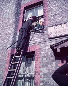 Ladder Prints: Tutti Man claiming a kiss, Hocktide Festival
