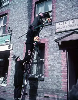 Ladder Prints: Tutti Men claiming a kiss, Hocktide Festival