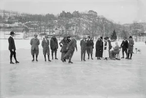 Skating Prints: On Tuxedo Lake, between c1910 and c1920. Creator: Bain News Service