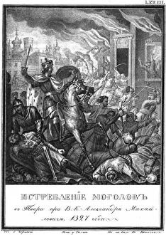 Alexander Mikhailovich Gallery: Tver Uprising of 1327 (From Illustrated Karamzin), 1836. Artist: Chorikov