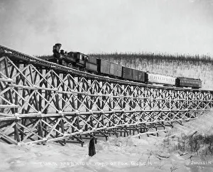 Alaska Prints: T.V.R.R. Bridge, head of Fox Gulch, 1916. Creator: Frank G. Carpenter
