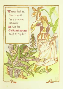 Hiding Prints: Twas lost in the wood in a summer shower When the Clown's Wort tried to trip her, 1899