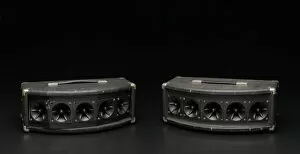 Audio Equipment Gallery: Tweeter box speakers used as part of a DJ setup, 1970s. Creator: Unknown
