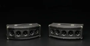 Equipment Prints: Tweeter box speakers used as part of a DJ setup, 1970s. Creator: Unknown