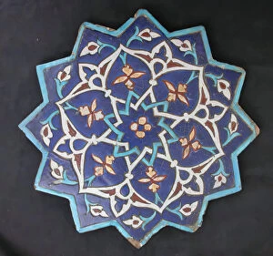 Patterned Gallery: Twelve-Pointed Star-Shaped Tile, Iran, dated A.H. 846 / A.D. 1442-43. Creator: Unknown