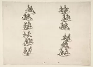 Cavalryman Gallery: Twenty-four Cavaliers Fighting in Two Columns, 1652. Creator: Stefano della Bella