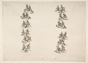 Formation Prints: Twenty-four Cavaliers Fighting in Two Columns, 1652. Creator: Stefano della Bella