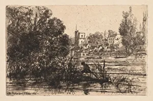 1818 1910 Prints: Twickenham Church, 1865. Creator: Francis Seymour Haden (British, 1818-1910)