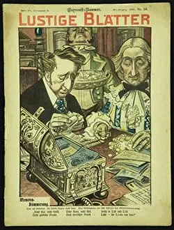 Biblioteca De Catalunya Gallery: Twilight of the Coins. Caricature from Lustigen Blatter. Berlin. No 34, 1902, dedicated to the Bayre