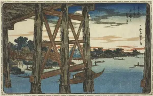 Sumida Prints: Twilight Moon at the Ryogoku Bridge (Ryogoku no yoizuki)